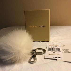 Real fur Micheal Kors key fob White and silver NWT